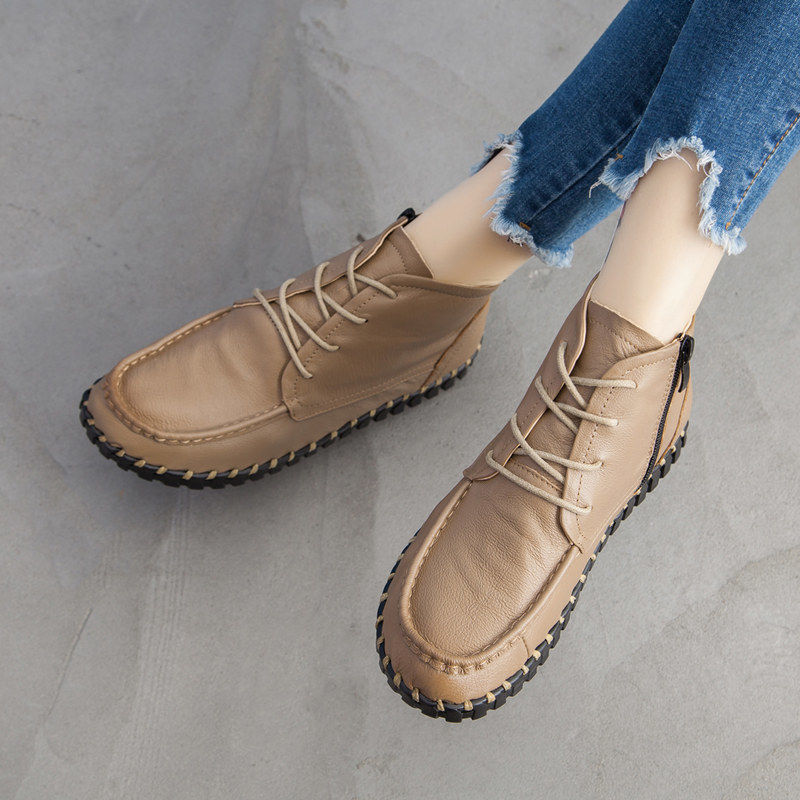 Real Leather Boots Women's Aut - Oxford Lace Up Women recension och pris