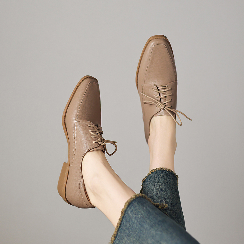 EAGSITY Cow leather chunky hee - Oxford Lace Up Women recension och pris