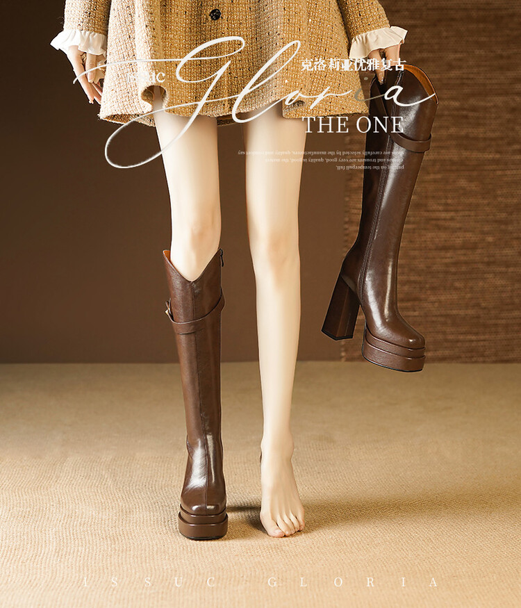Autumn and Winter Soft Leather - Knee High Boots Women recension och pris