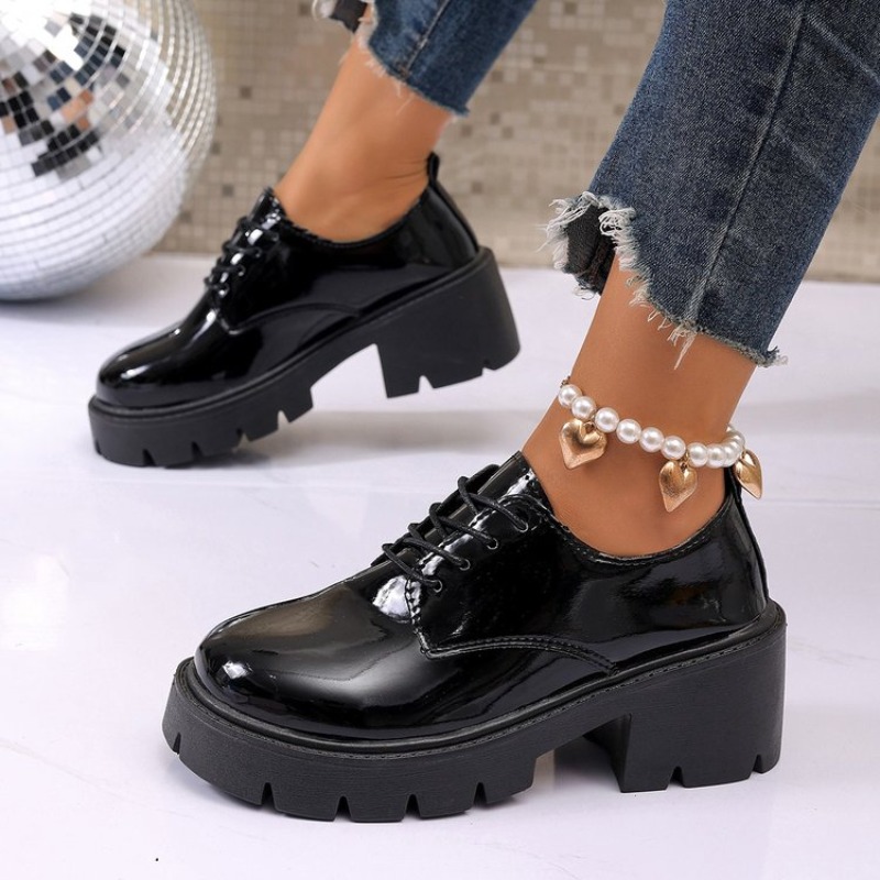 2026 New  Women Spring  Black  - Oxford Lace Up Women recension och pris
