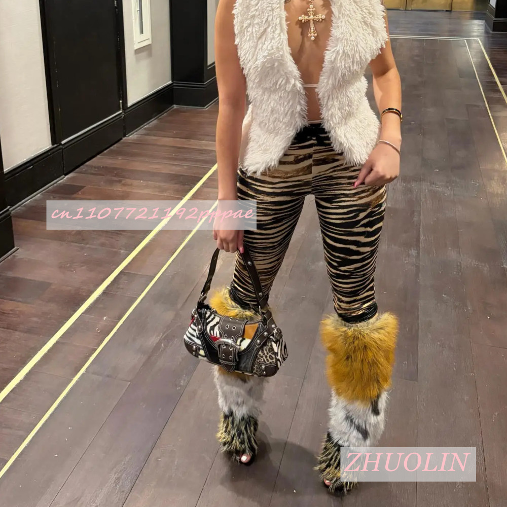 Summer Retro Plush Open Toe Sa - Knee High Boots Women recension och pris